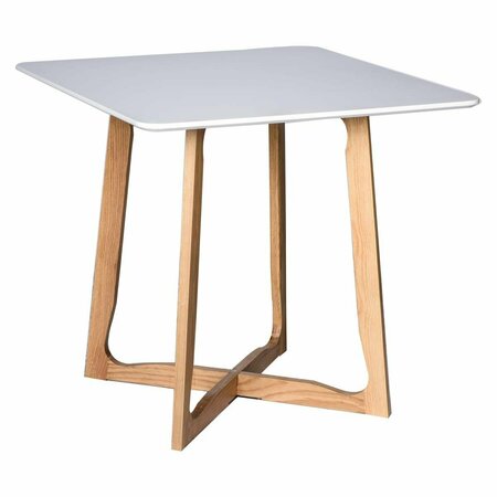 KD AMERICANA Cedar Square Bistro Dining Table with Natural Wood X Shaped Sled Base - White KD3036434